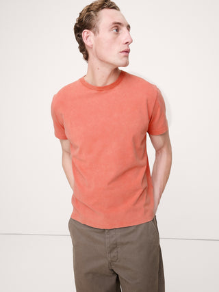 Camiseta de algodón ante con cuello redondo.