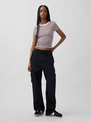 Camiseta Manga Corta Acanalada con Logo