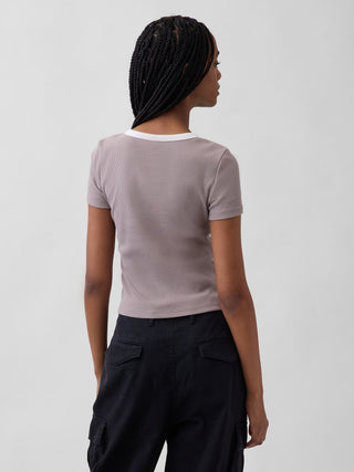 Camiseta Manga Corta Acanalada con Logo