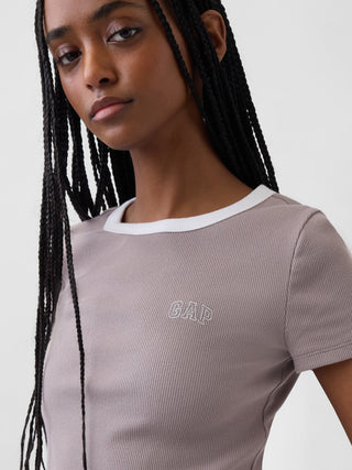 Camiseta Manga Corta Acanalada con Logo