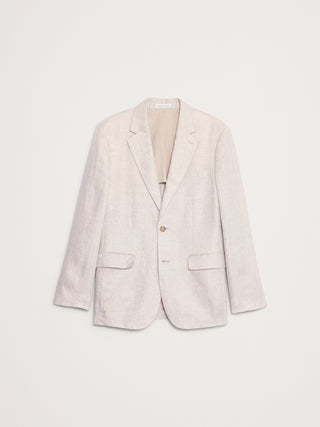 Chaqueta de traje entallada de lino con diseño de espiguilla.