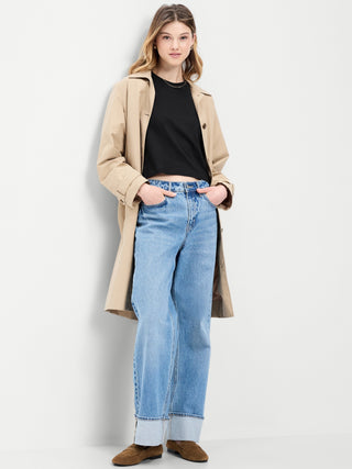 Camiseta corta extragrande con cuello redondo vintage.