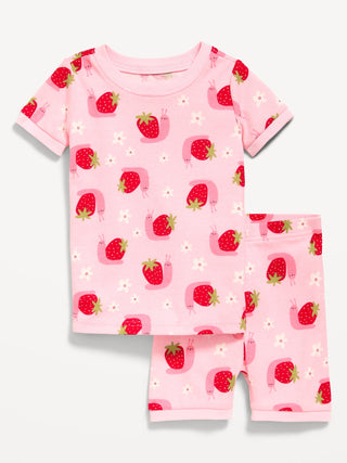 Conjunto de pijama ajustado estampado para niños pequeños y bebés.