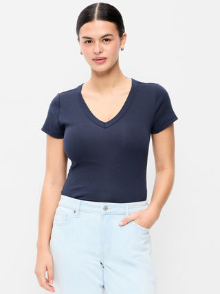 Camiseta Ajustada Manga Corta de Algodón