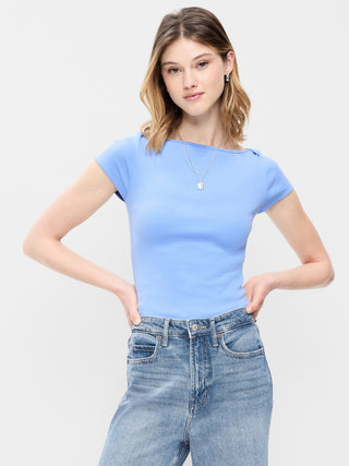 Camiseta Ajustada con Cuello Barco