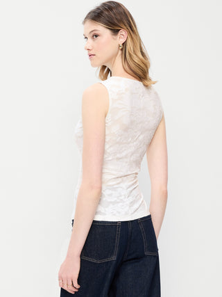 Camiseta Drapeada con Tejido Jacquard