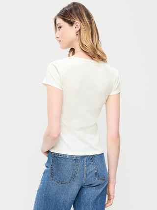 Ribbed Heart Neck T-shirt