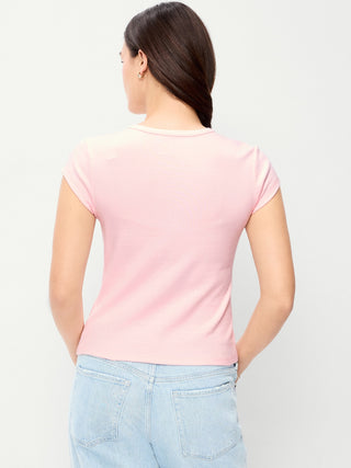Camiseta Ajustada Cuello V de Algodón