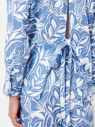 Camisa Oversized Manga Larga Estampado Floral