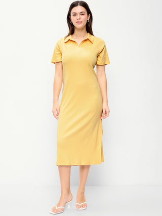 Vestido midi tipo polo de manga corta.