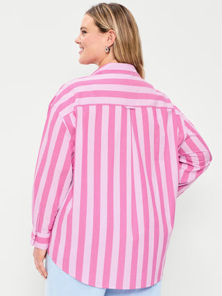 Camisa Oversize Manga Larga Estampado Rayas