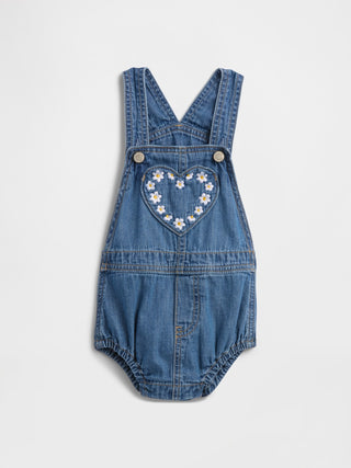 Pantalón corto de mezclilla bordado para bebé.