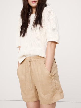 Short Talle Alto con Cintura Elástica de Lino