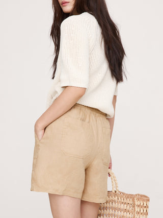 Short Talle Alto con Cintura Elástica de Lino