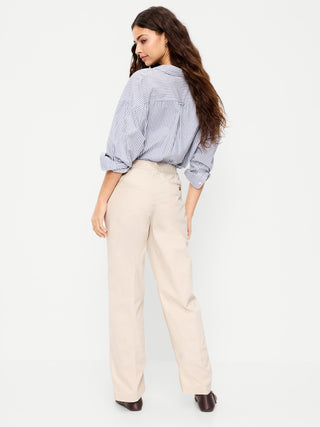 Pantalón Recto Talle Alto con Bolsillos