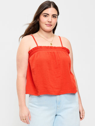 Camiseta sin Mangas con Gasa Arrugada