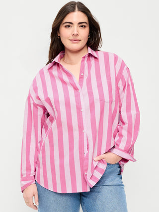 Camisa Oversize Manga Larga Estampado Rayas
