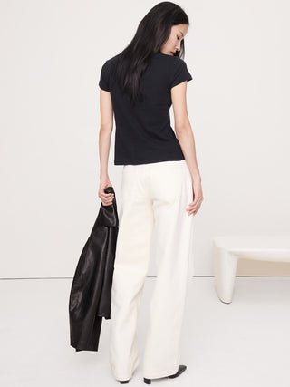 Camiseta Airy de algodón con cuello simulado.