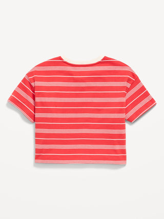 Camiseta Manga Corta Estampado Rayas, Niña