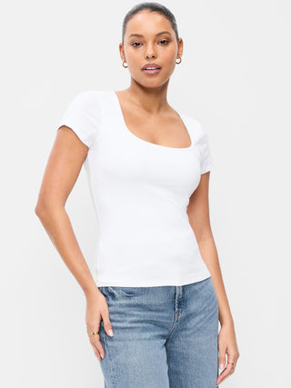 Camiseta Manga Corta Cuello Cuadrado