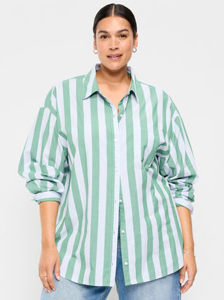 Camisa Oversize Manga Larga Estampado Rayas