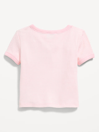 Camiseta Manga Corta con Estampado Rayas, Niña