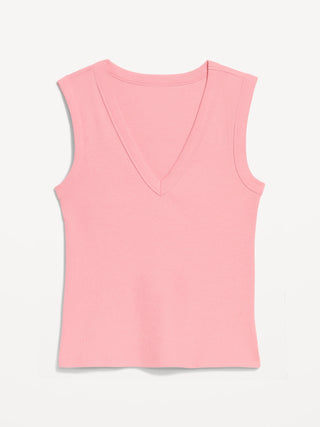 Camiseta sin mangas corta ajustada con cuello en V.