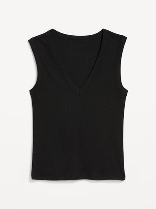 Camiseta sin mangas corta ajustada con cuello en V.