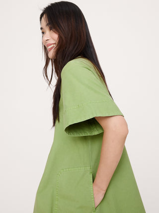 Vestido Manga Corta con Bolsillos de Algodón