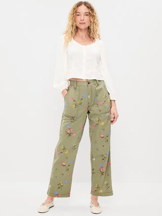 Pantalón Cargo Talle Alto con Estampado