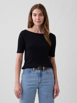 Modern Ribbed Boatneck Top.