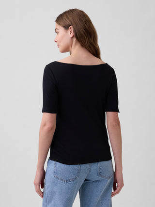 Modern Ribbed Boatneck Top.