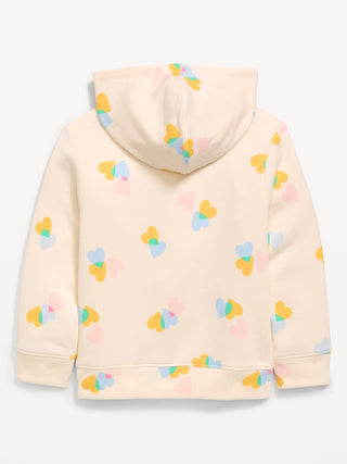 Sudadera con capucha y cremallera con logo estampado para niñas pequeñas.