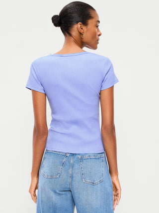 Ribbed Heart Neck T-shirt