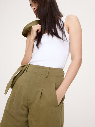 Pantalón Ancho Talle Alto con Bolsillos