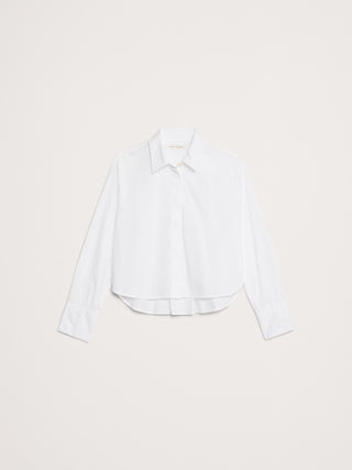 Camisa Cropped Manga Larga de Algodón