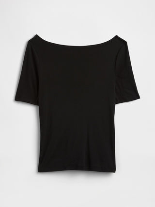 Modern Ribbed Boatneck Top.