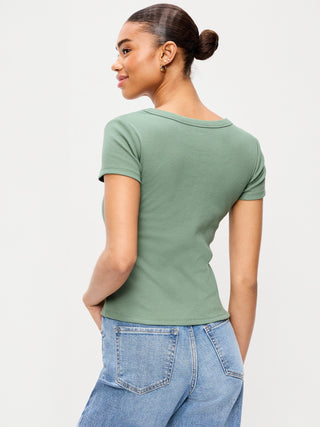 Camiseta Ajustada Manga Corta de Algodón