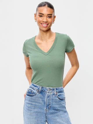 Camiseta Ajustada Manga Corta de Algodón