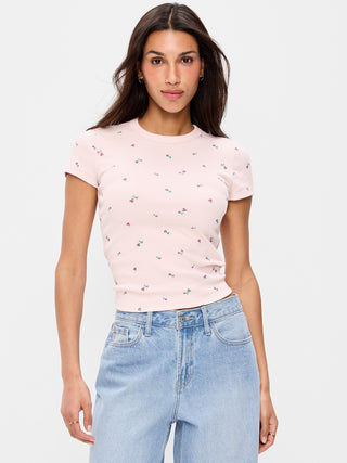 Camiseta Ajustada Manga Corta con Estampado
