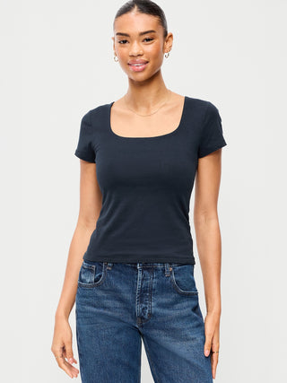 Camiseta Manga Corta Cuello Cuadrado
