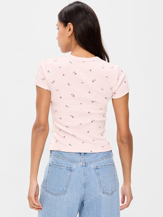 Camiseta Ajustada Manga Corta con Estampado