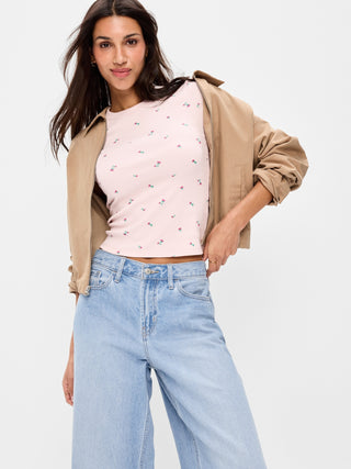 Camiseta Ajustada Manga Corta con Estampado