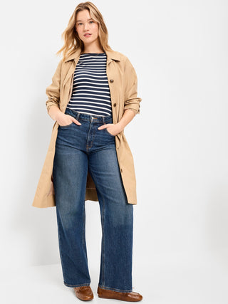 Camiseta Ajustada con Cuello Barco Estampado Rayas