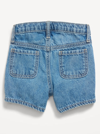 Shorts vaqueros marineros bordados de cintura alta para niñas pequeñas.