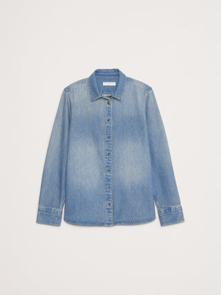 Camisa Denim Manga Larga de Algodón