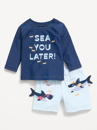Conjunto de bañador y bañador Rashguard de manga larga para bebé.
