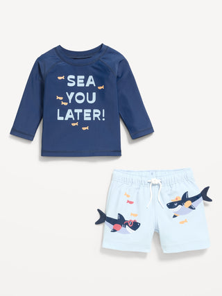 Conjunto de bañador y bañador Rashguard de manga larga para bebé.