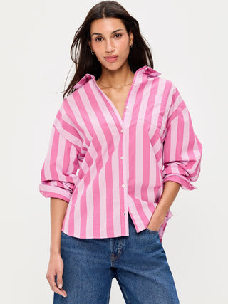 Camisa Oversize Manga Larga Estampado Rayas