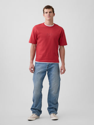 Camiseta corta holgada con logo 1969 de peso pesado.